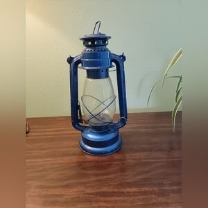 Vintage Hosley Lantern Blue Kerosene Oil Lamp 14